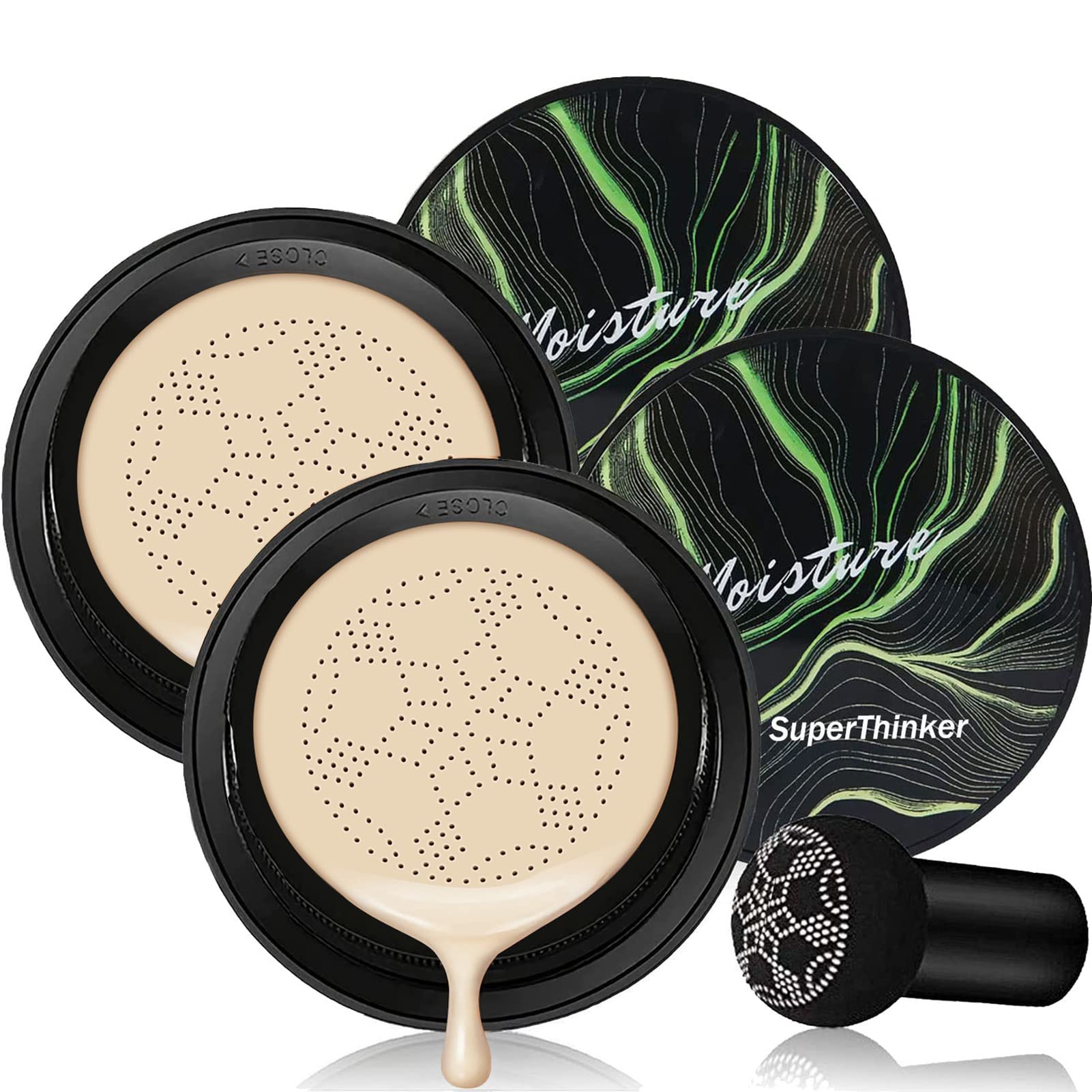 Air Cushion CC Cream Mushroom Head Foundation, Moisturizing BB Cream Makeup Long Lasting Matte Concealer (Natural)