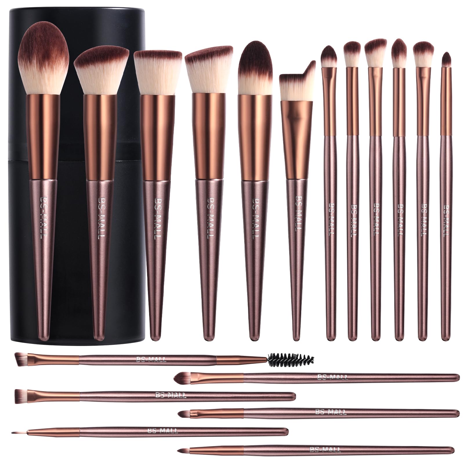 BS-MALL Makeup Brush Set 18 Pcs Premium Synthetic Foundation Powder Concealers Eye shadows Blush Makeup Brushes with black case