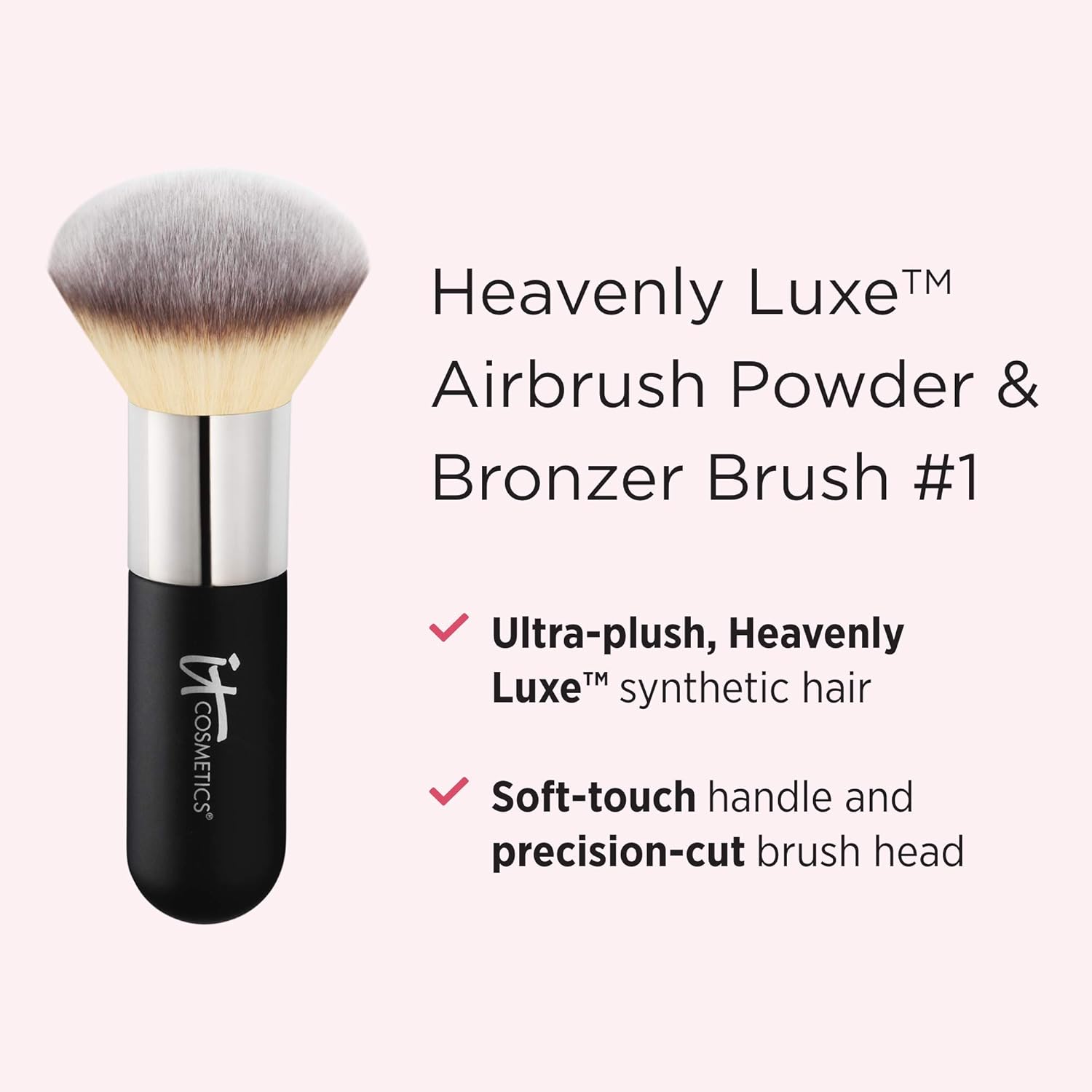 IT Cosmetics Heavenly Luxe Airbrush Powder & Bronzer Brush #1 - For a Smooth, Even, Airbrushed Finish - Jumbo Handle for Easy Application - Soft, Pro-Hygienic Bristles
